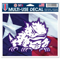 Wholesale-TCU Horned Frogs Multi-Use Decal -Clear Bckrgd 5" x 6"