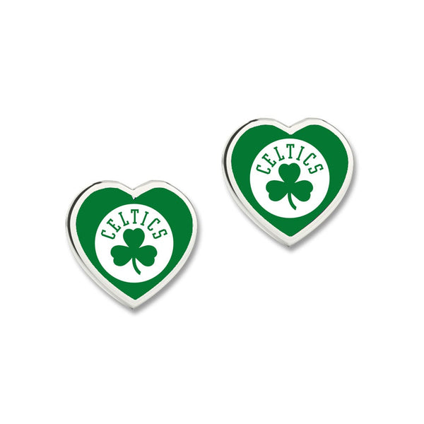 Boston Celtics Earrings w/3D Heart
