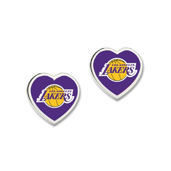 Los Angeles Lakers Earrings w/3D Heart