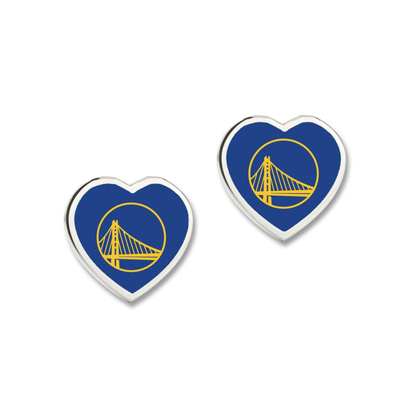 Golden State Warriors Earrings w/3D Heart