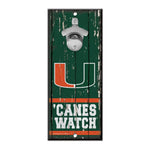 Miami Hurricanes Bottle Opener Sign 5x11