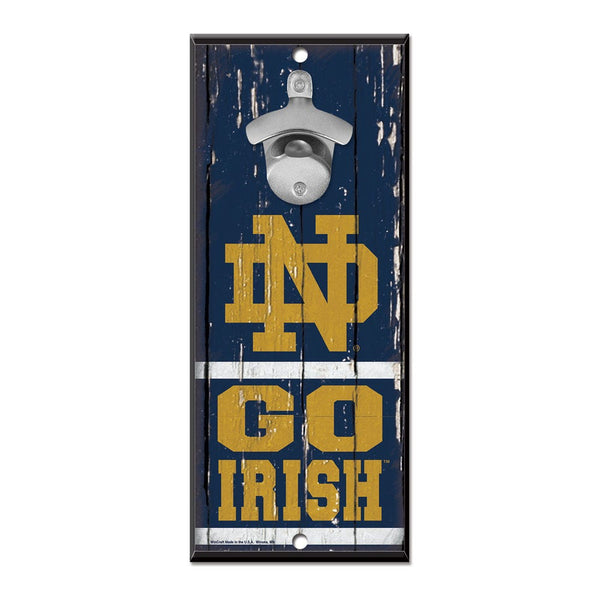 Notre Dame Fighting Irish Bottle Opener Sign 5x11