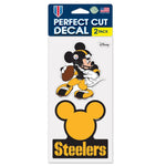 Pittsburgh Steelers / Disney Mickey Mouse Perfect Cut Decal Set of Two 4"x4"