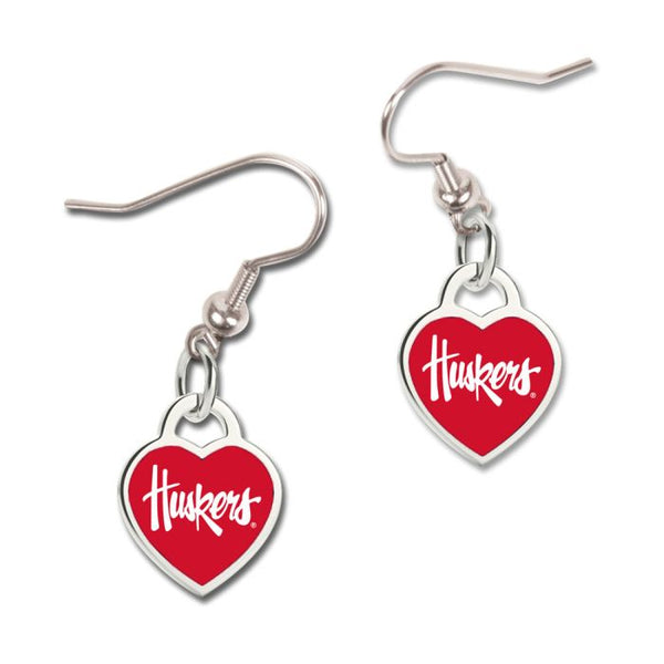 Wholesale-Nebraska Cornhuskers Earrings w/3D Heart