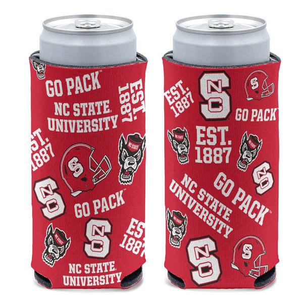NC State Wolfpack SCATTERPRINT 12 oz Slim Can Cooler
