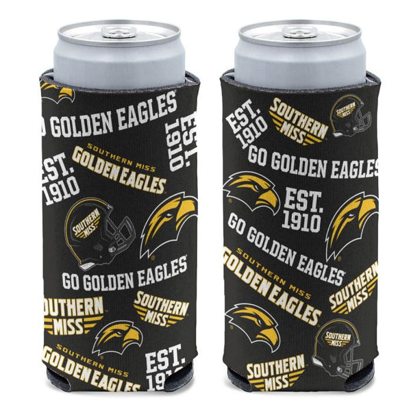 Wholesale-Southern Miss Golden Eagles SCATTERPRINT 12 oz Slim Can Cooler