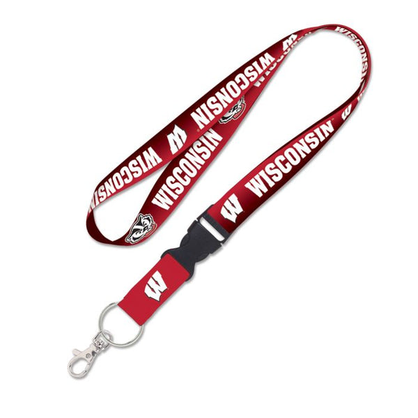 Wholesale-Wisconsin Badgers Lanyard w/detachable buckle 1"