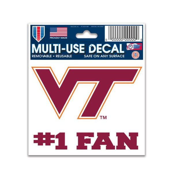 Wholesale-Virginia Tech Hokies #1 Fan Multi-Use Decal 3" x 4"