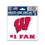 Wholesale-Wisconsin Badgers #1 Fan Multi-Use Decal 3" x 4"