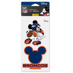 Denver Broncos / Disney Mickey Mouse Perfect Cut Decal Set of Two 4"x4"