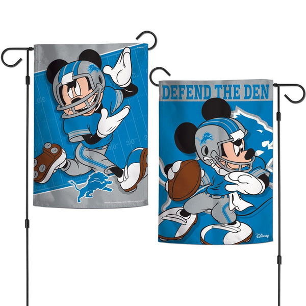 Detroit Lions / Disney Mickey Mouse Garden Flags 2 sided 12.5" x 18"