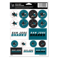 San Jose Sharks Vinyl Sticker Sheet 5" x 7"