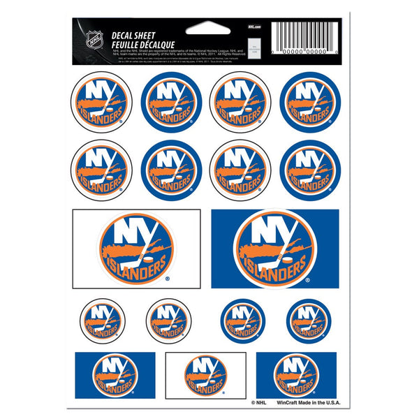 New York Islanders Vinyl Sticker Sheet 5" x 7"