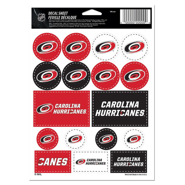 Carolina Hurricanes Vinyl Sticker Sheet 5" x 7"