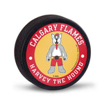 Calgary Flames HARVEY THE HOUND Hockey Puck Packaged