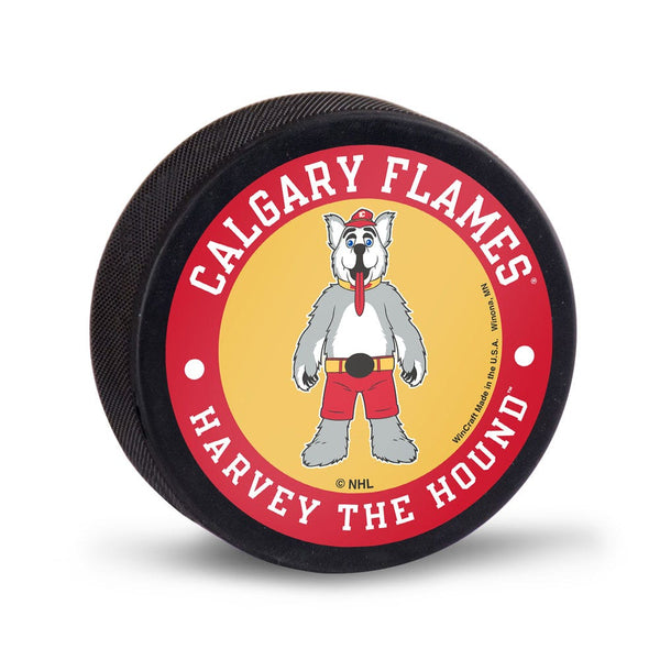 Calgary Flames HARVEY THE HOUND Hockey Puck Packaged