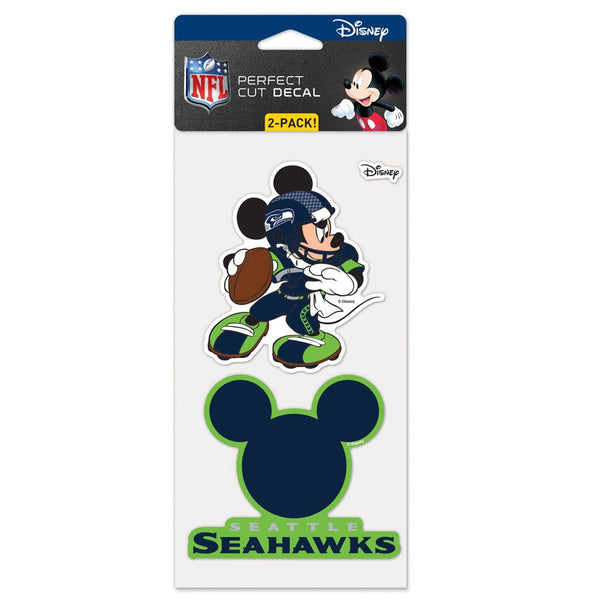 Seattle Seahawks / Disney Mickey Mouse Perfect Cut Decal Set of Two 4"x4"