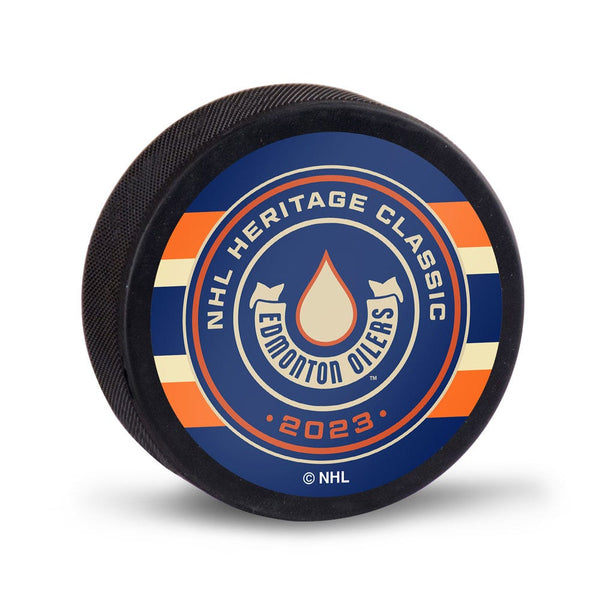NHL Heritage Classic Edmonton Oilers Heritage Classic Participant Hockey Puck Packaged