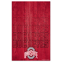 Ohio State Buckeyes WORD WATERFALL Wood Sign 11" x 17" 1/4" thick