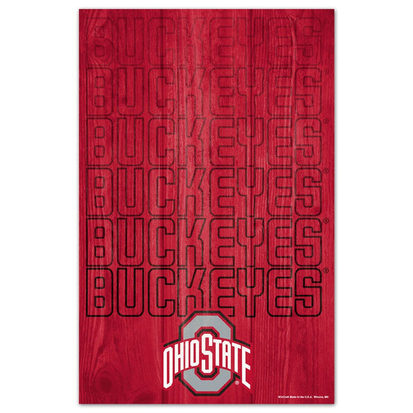 Ohio State Buckeyes WORD WATERFALL Wood Sign 11" x 17" 1/4" thick