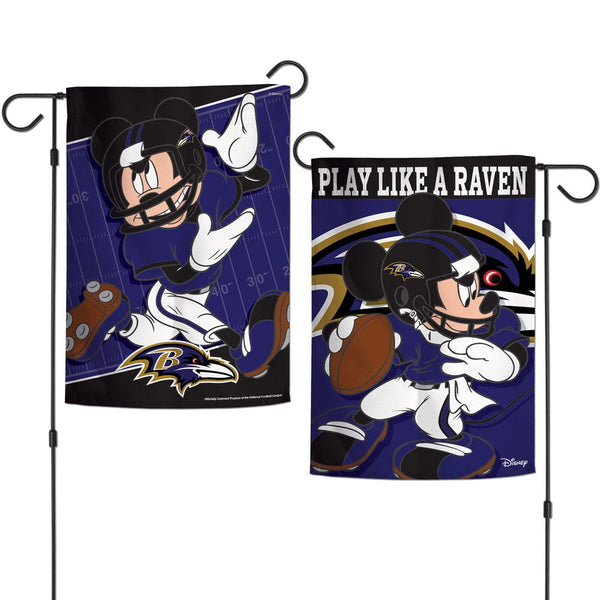 Baltimore Ravens / Disney Mickey Mouse Garden Flags 2 sided 12.5" x 18"