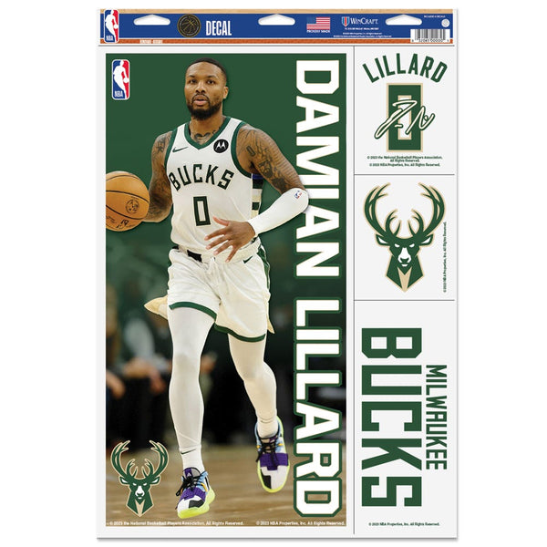 Milwaukee Bucks Multi Use Decal 11" x 17" Damian Lillard