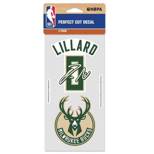 Milwaukee Bucks Perfect Cut Decal Set of two 4"x4" Damian Lillard