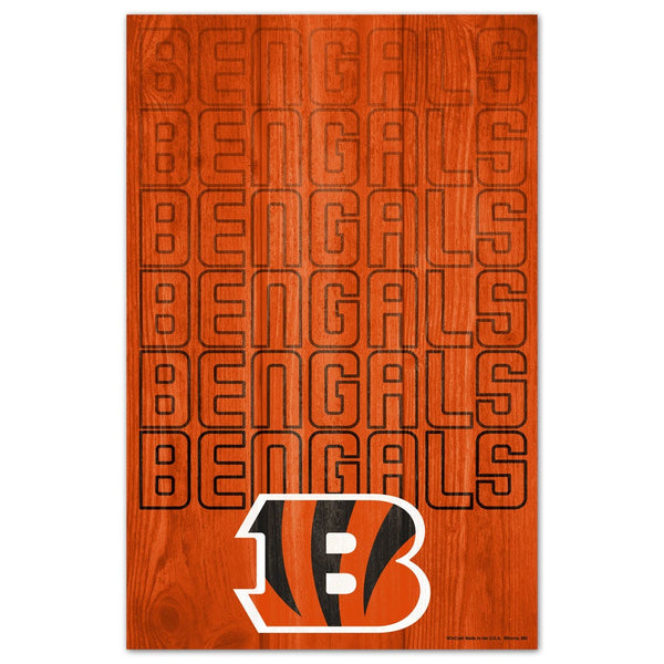 Cincinnati Bengals Wood Sign 11" x 17" 1/4" thick