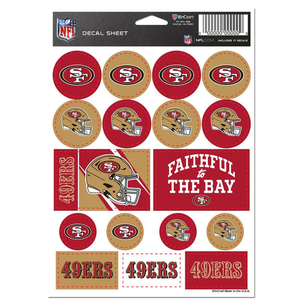 San Francisco 49ers Vinyl Sticker Sheet 5" x 7"