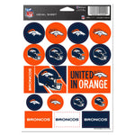 Denver Broncos Vinyl Sticker Sheet 5" x 7"