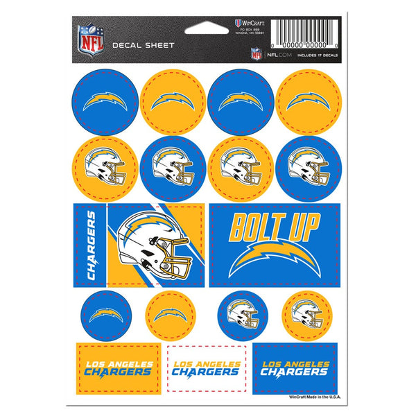 Los Angeles Chargers Vinyl Sticker Sheet 5" x 7"