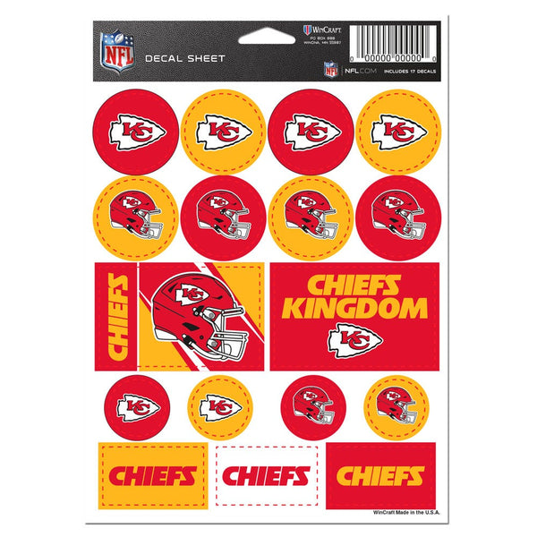 Kansas City Chiefs Vinyl Sticker Sheet 5" x 7"