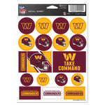 Washington Commanders Vinyl Sticker Sheet 5" x 7"
