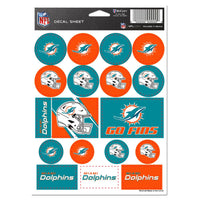 Miami Dolphins Vinyl Sticker Sheet 5" x 7"