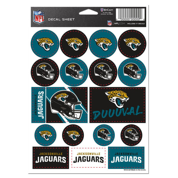 Jacksonville Jaguars Vinyl Sticker Sheet 5" x 7"