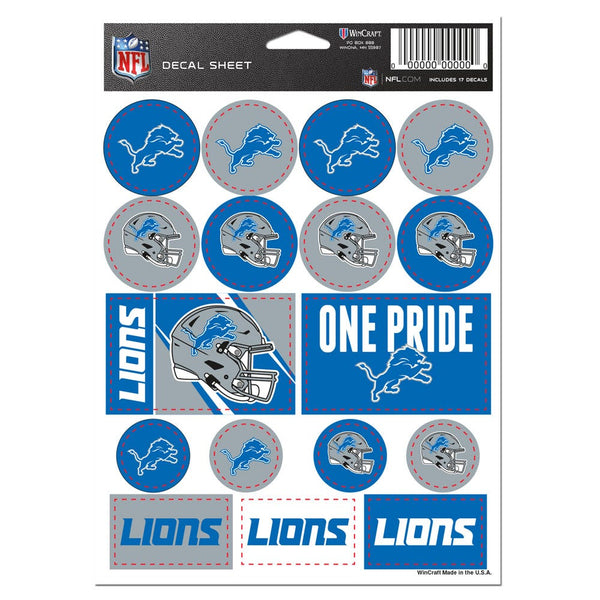 Detroit Lions Vinyl Sticker Sheet 5" x 7"