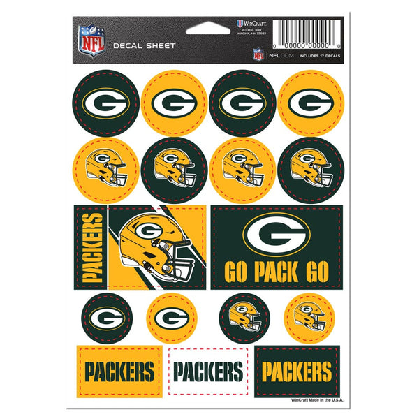 Green Bay Packers Vinyl Sticker Sheet 5" x 7"