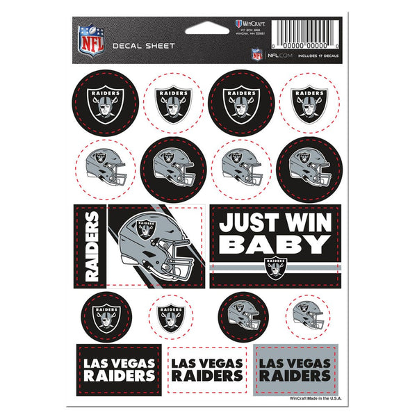 Las Vegas Raiders Vinyl Sticker Sheet 5" x 7"