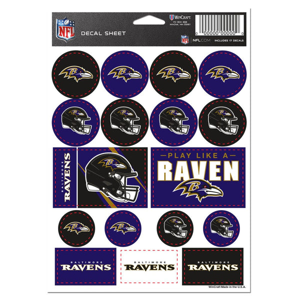 Baltimore Ravens Vinyl Sticker Sheet 5" x 7"