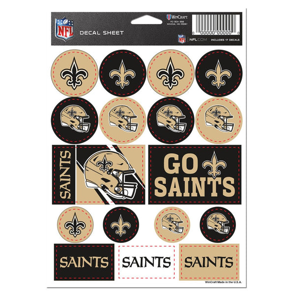 New Orleans Saints Vinyl Sticker Sheet 5" x 7"