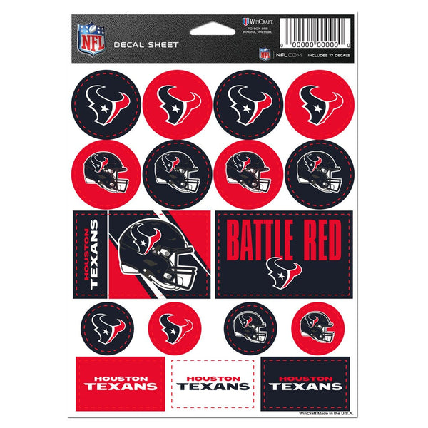 Houston Texans Vinyl Sticker Sheet 5" x 7"