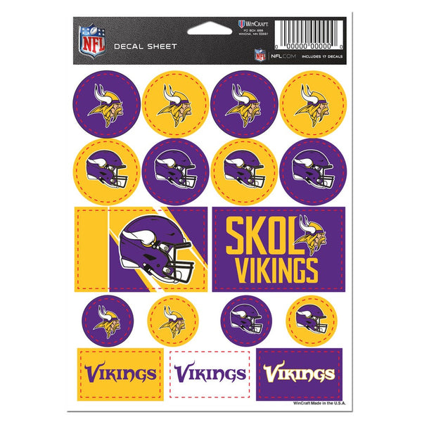 Minnesota Vikings Vinyl Sticker Sheet 5" x 7"