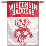 Wholesale-Wisconsin Badgers / Vintage Collegiate Vertical Flag 28" x 40"