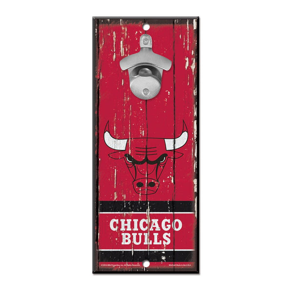 Chicago Bulls Bottle Opener Sign 5x11