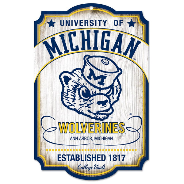 Michigan Wolverines /College Vault vault Wood Sign 11" x 17" 1/4" thick