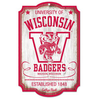 Wholesale-Wisconsin Badgers / Vintage Collegiate vault Wood Sign 11" x 17" 1/4" thick