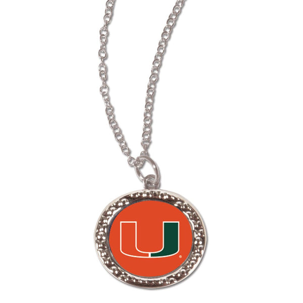 Miami Hurricanes Necklace w/Charm Jewelry Card