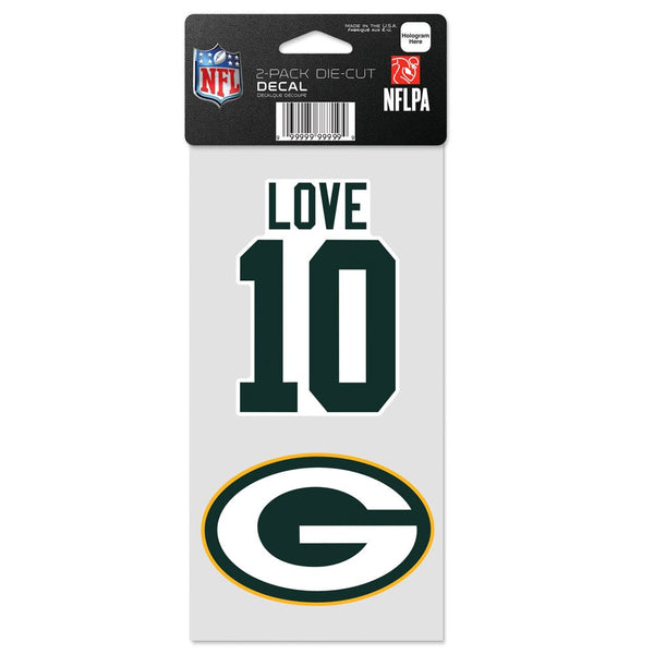 Green Bay Packers Perfect Cut Decal Set of two 4"x4" Jordan Love