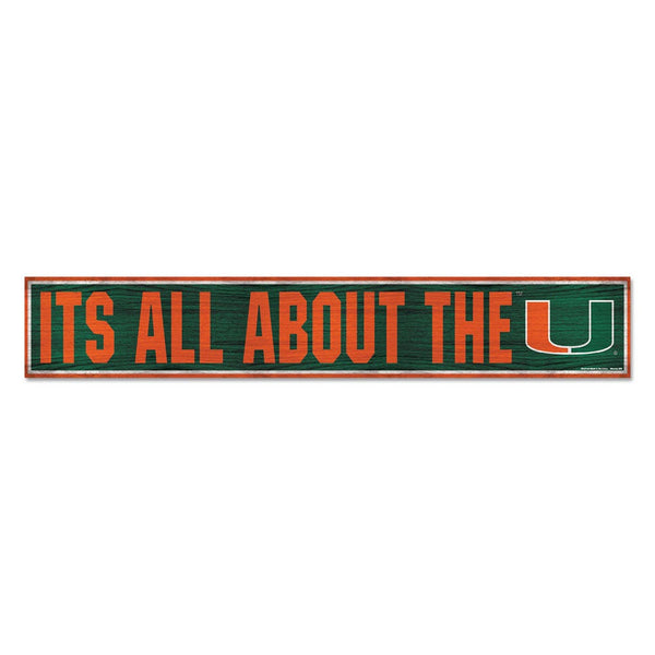 Miami Hurricanes Wood Sign 6"x36" 3/8" thick