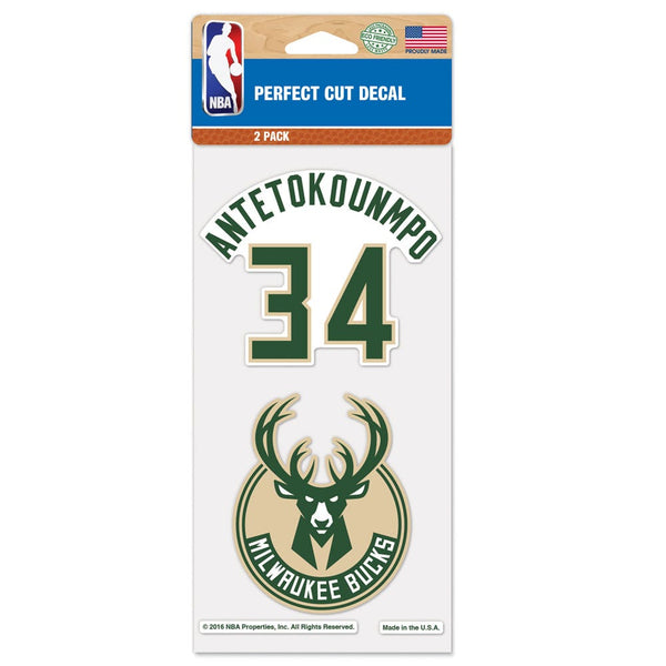 Milwaukee Bucks Perfect Cut Decal Set of two 4"x4" Giannis Antetokounmpo
